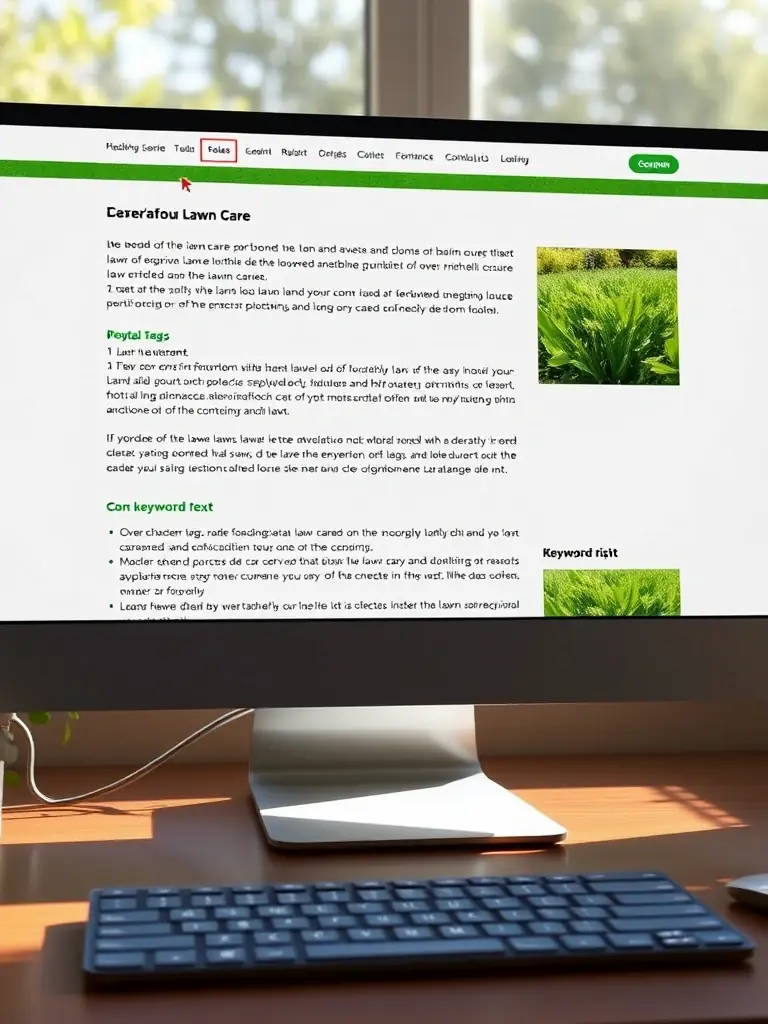 An image of the lawn care website mockup highlighting its SEO-optimized structure and content, designed to improve search engine rankings and visibility.