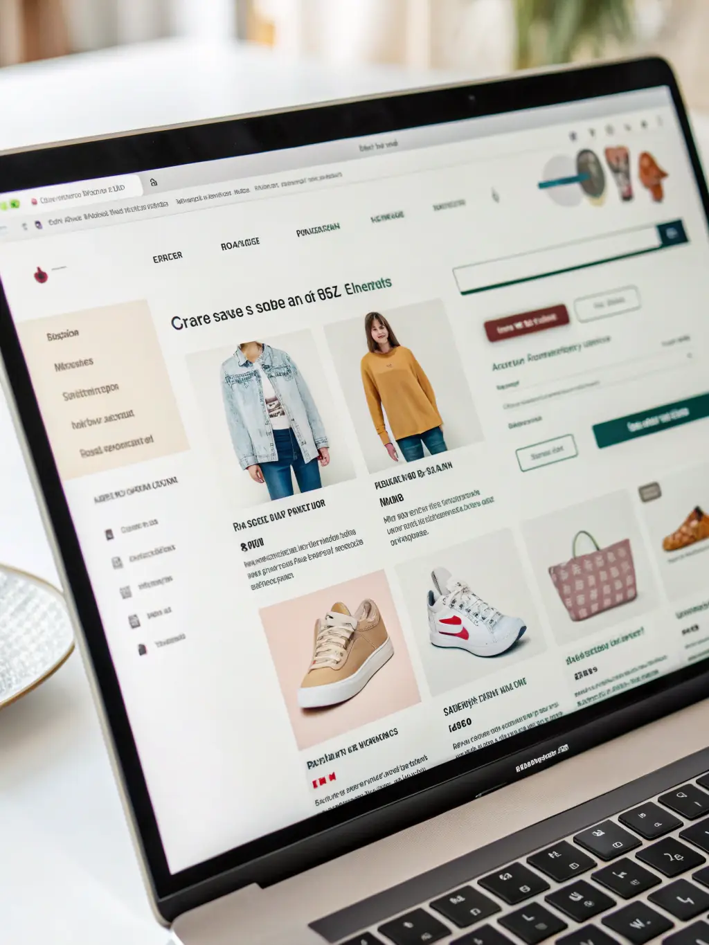 An e-commerce website mockup displaying product listings, shopping cart, and secure checkout for a local retail business.