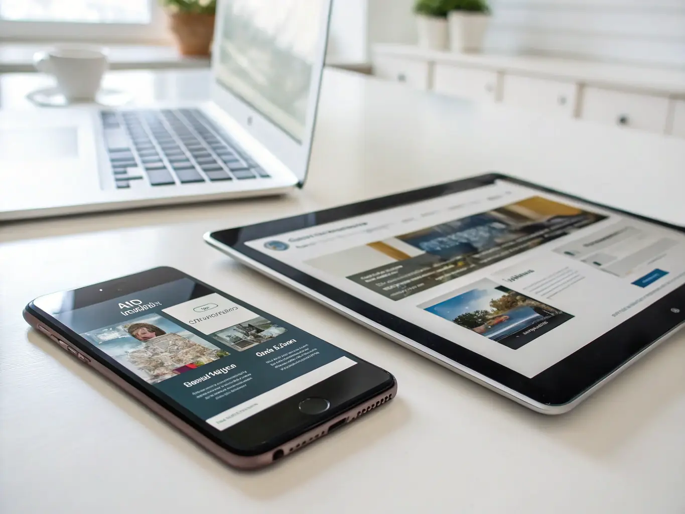 A mockup of a mobile-responsive website design, demonstrating how the site adapts to different screen sizes for optimal viewing on smartphones and tablets.