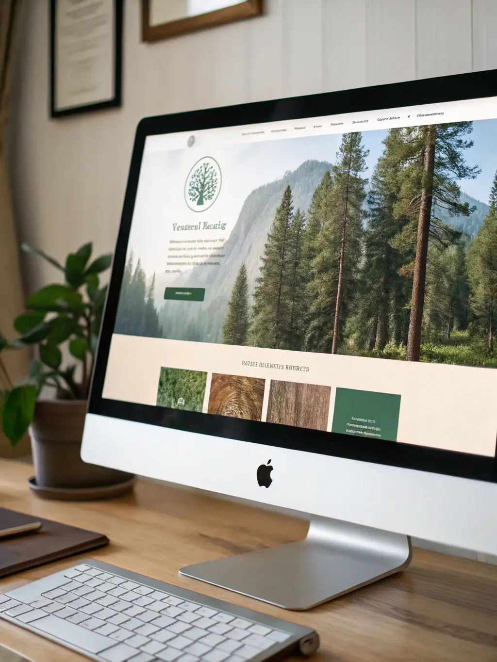 A high-resolution image showcasing the lawn care website mockup's clean and modern design on a desktop computer, emphasizing its user-friendly interface and clear call-to-action buttons.