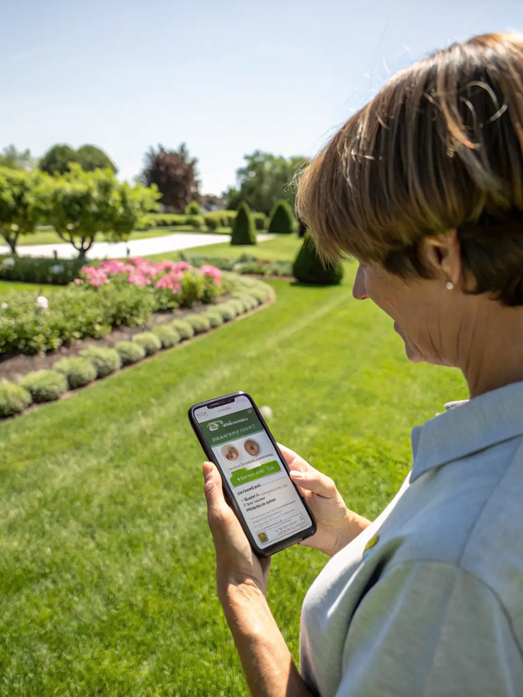 A close-up shot of the lawn care website mockup on a mobile device, highlighting its responsive design and seamless adaptation to different screen sizes.