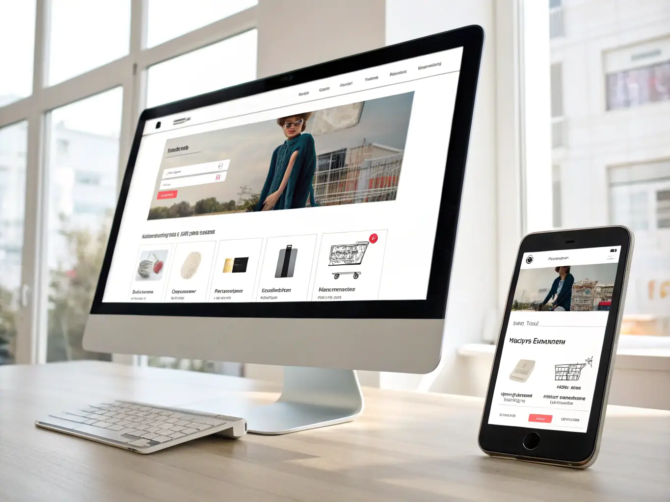 A visually appealing image of a mobile phone displaying a fully responsive e-commerce website designed by Building Portland, highlighting its adaptability across different devices.