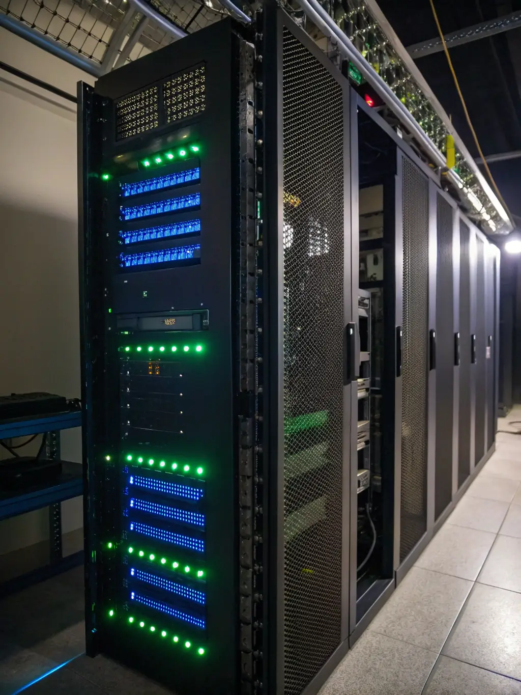 A server rack in a data center, symbolizing reliable and secure website hosting services.