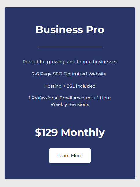 Business Pro 4 Page Website - Charged Monthly