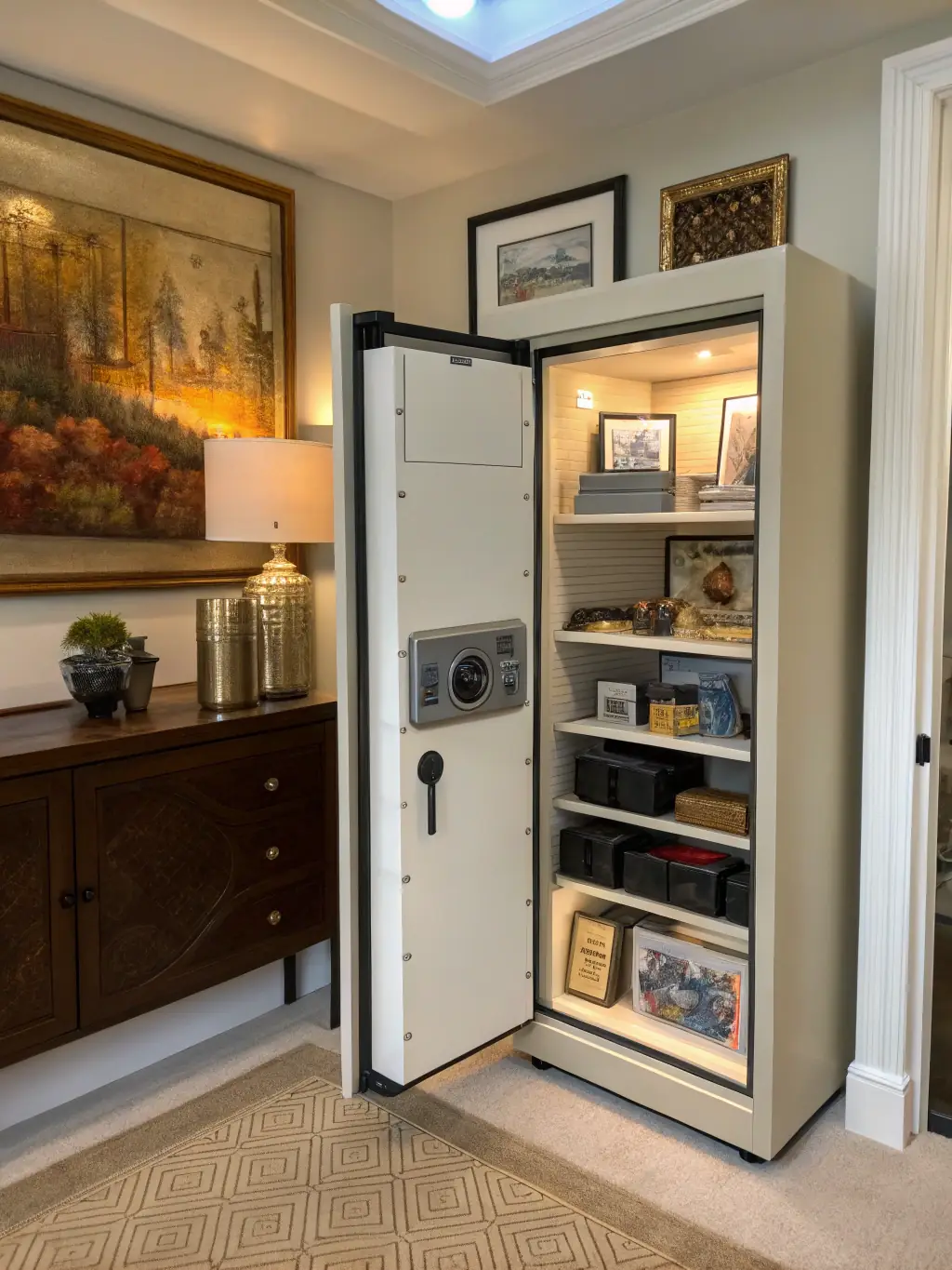A photograph of a climate-controlled art storage facility, emphasizing the importance of proper storage conditions for preserving valuable art collections.